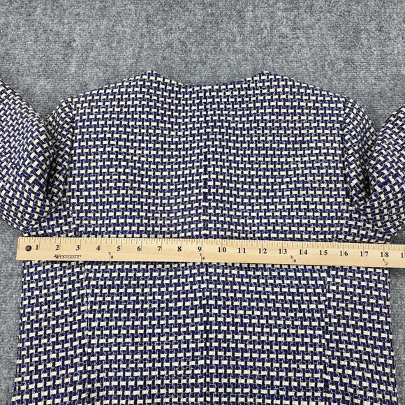 J Crew Blazer Women 6 Blue Silk Blend Tweed Hook Eye Pockets Lined Career Jacket - Picture 7 of 16